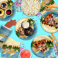 Gone Fishing Party Birthday Party Tableware Kit For 16 Guests - BirthdayGalore.com