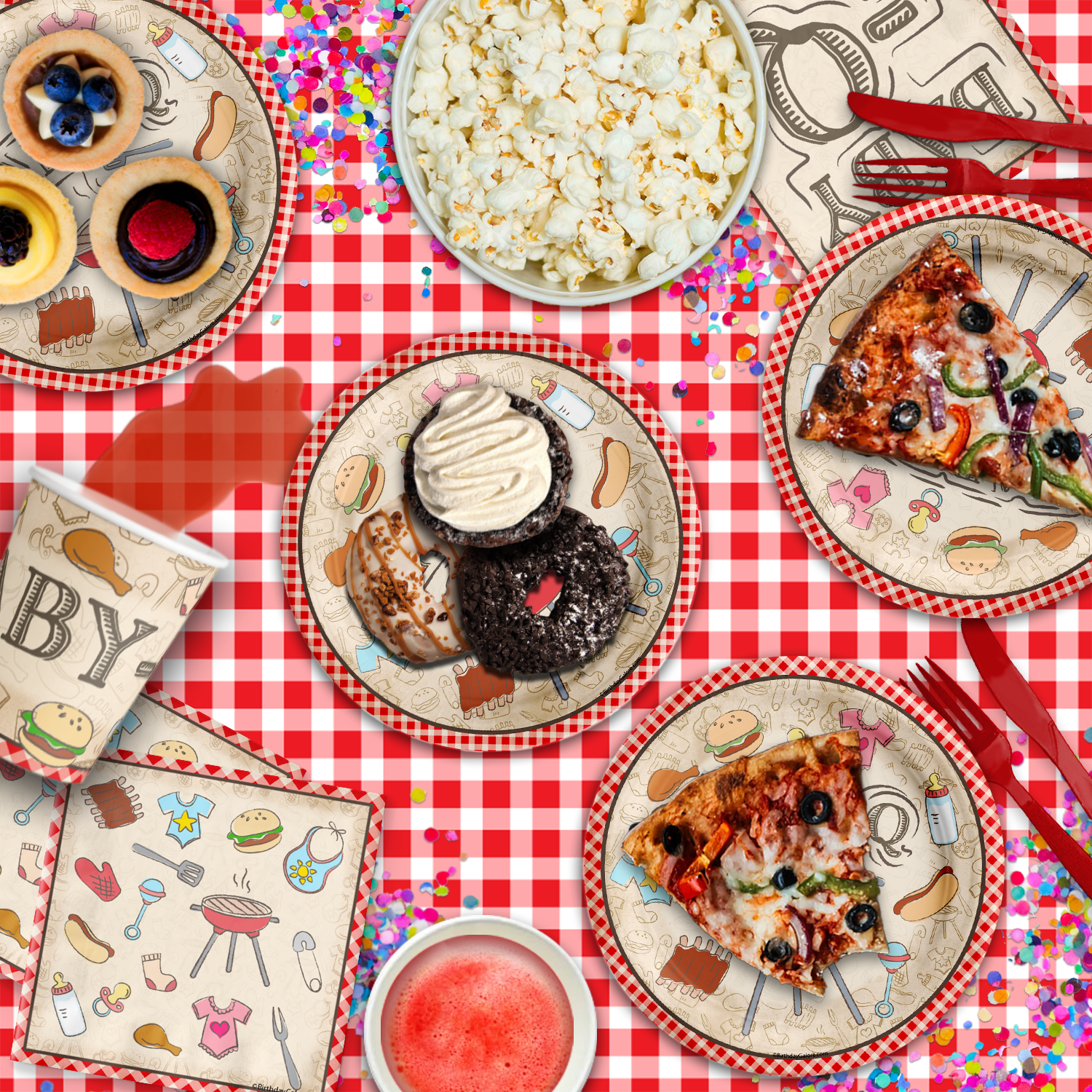 Birthday Galore Baby-Q Baby Shower Party Tableware Kit For 16 Guests