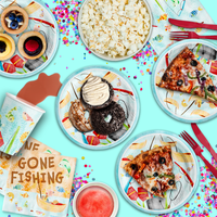 Little Fisherman Fishing Birthday Party Tableware Kit For 16 Guests