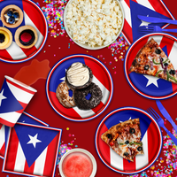 Puerto Rican Flag Birthday Party Tableware Kit For 16 Guests