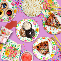 Floral Giraffe Birthday Party Tableware Kit For 16 Guests