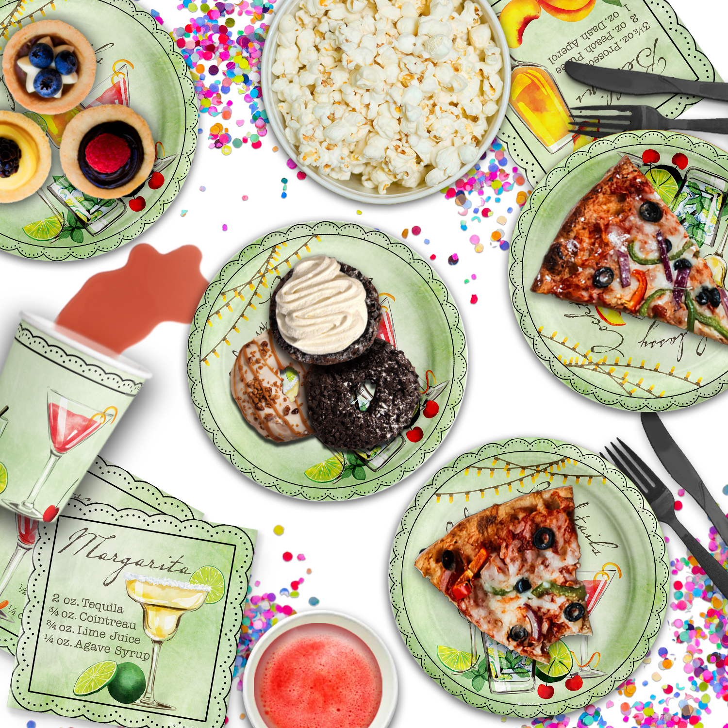 Classy Cocktails Birthday Party Tableware Kit For 16 Guests