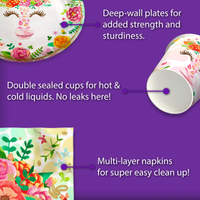 Floral Giraffe Birthday Party Tableware Kit For 16 Guests