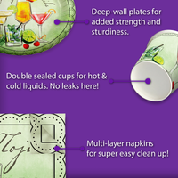 Classy Cocktails Birthday Party Tableware Kit For 16 Guests