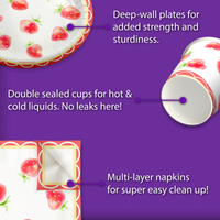 Strawberry Birthday Party Tableware Kit For 16 Guests