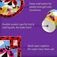Little Lady Bug Birthday Party Tableware Kit For 16 Guests - BirthdayGalore.com