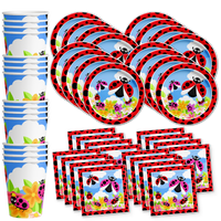 Little Lady Bug Birthday Party Tableware Kit For 16 Guests - BirthdayGalore.com