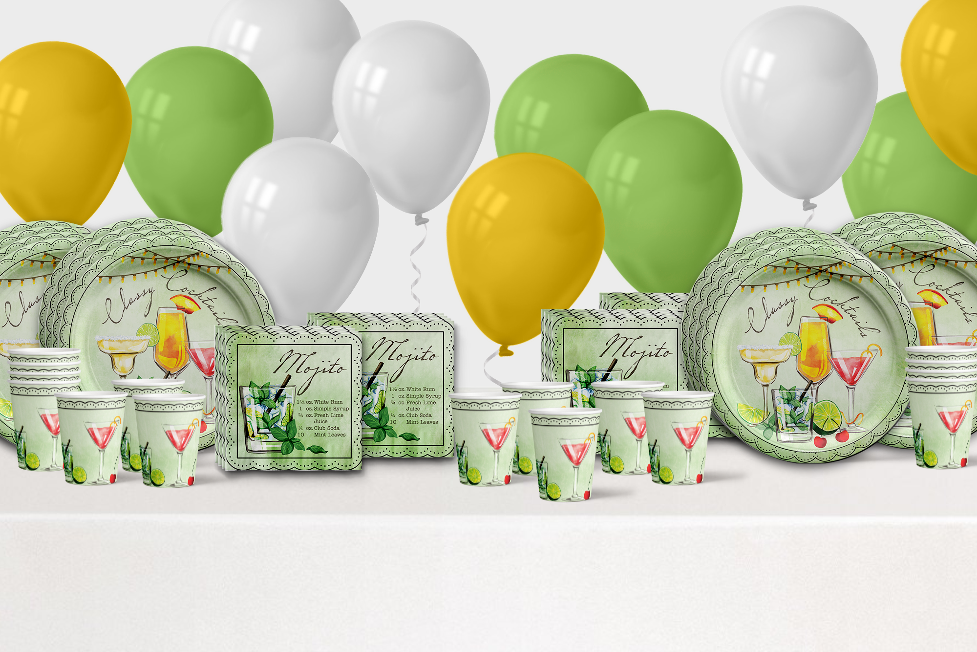 Classy Cocktails Birthday Party Tableware Kit For 16 Guests