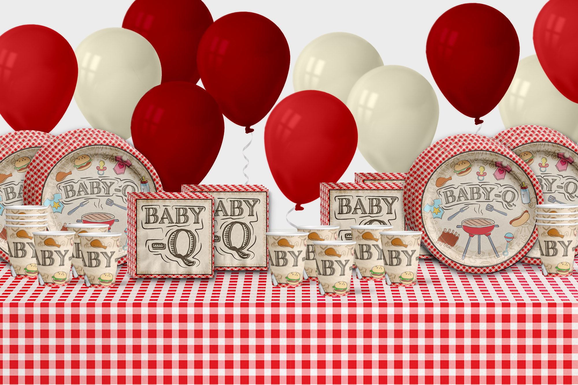 Birthday Galore Baby-Q Baby Shower Party Tableware Kit For 16 Guests