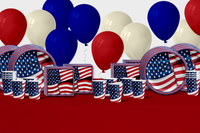 American Flag Patriotic Party Tableware Kit For 16 Guests - BirthdayGalore.com