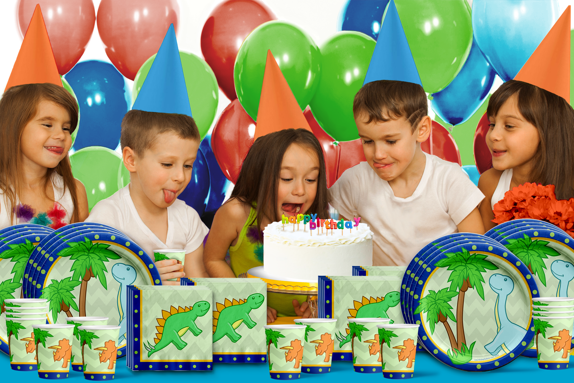 Little Dino Dinosaur Birthday Party Tableware Kit For 16 Guests - BirthdayGalore.com