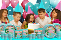 Pink Flamingo Birthday Party Tableware Kit For 16 Guests - BirthdayGalore.com