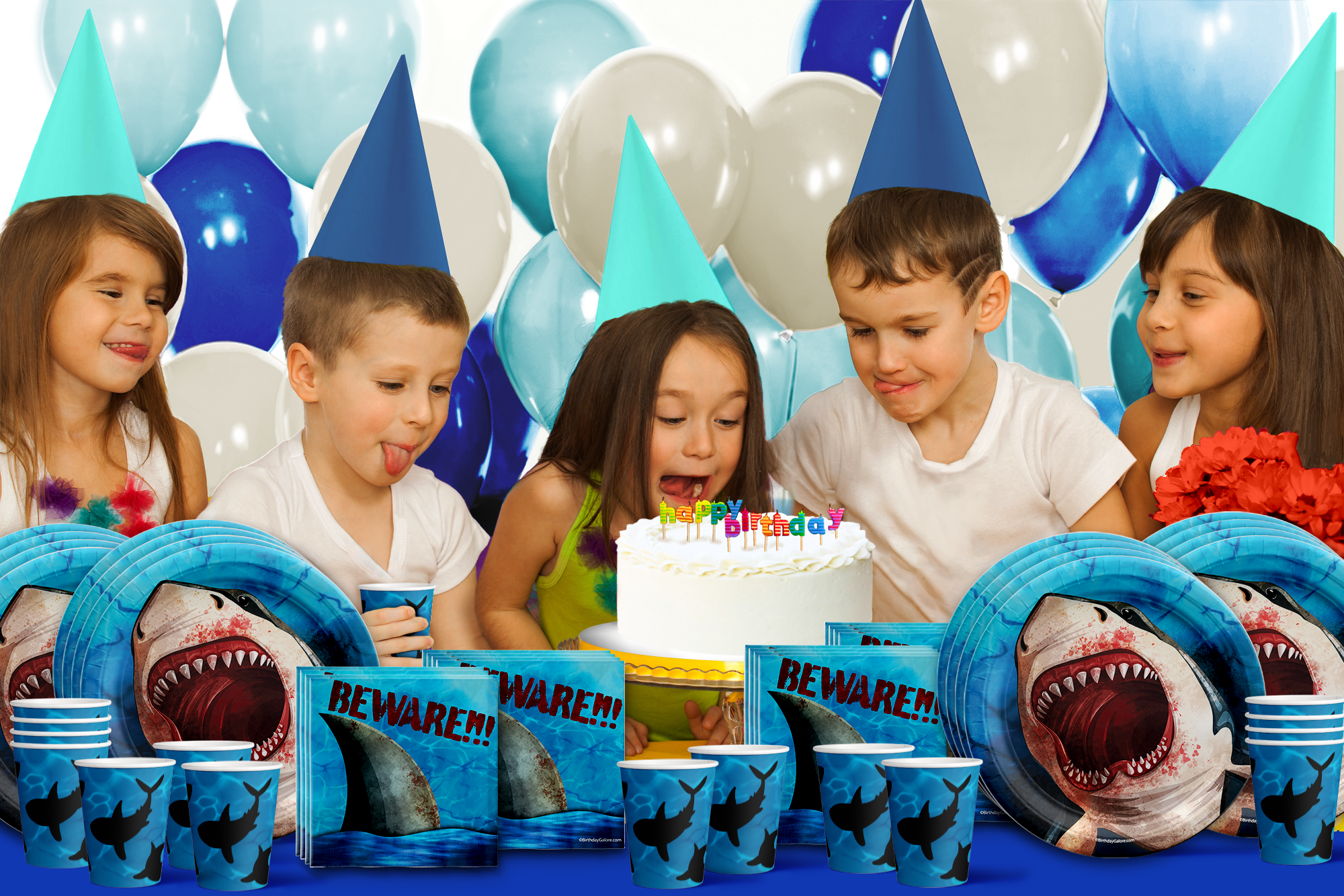 Shark Attack! Birthday Party Tableware Kit For 16 Guests
