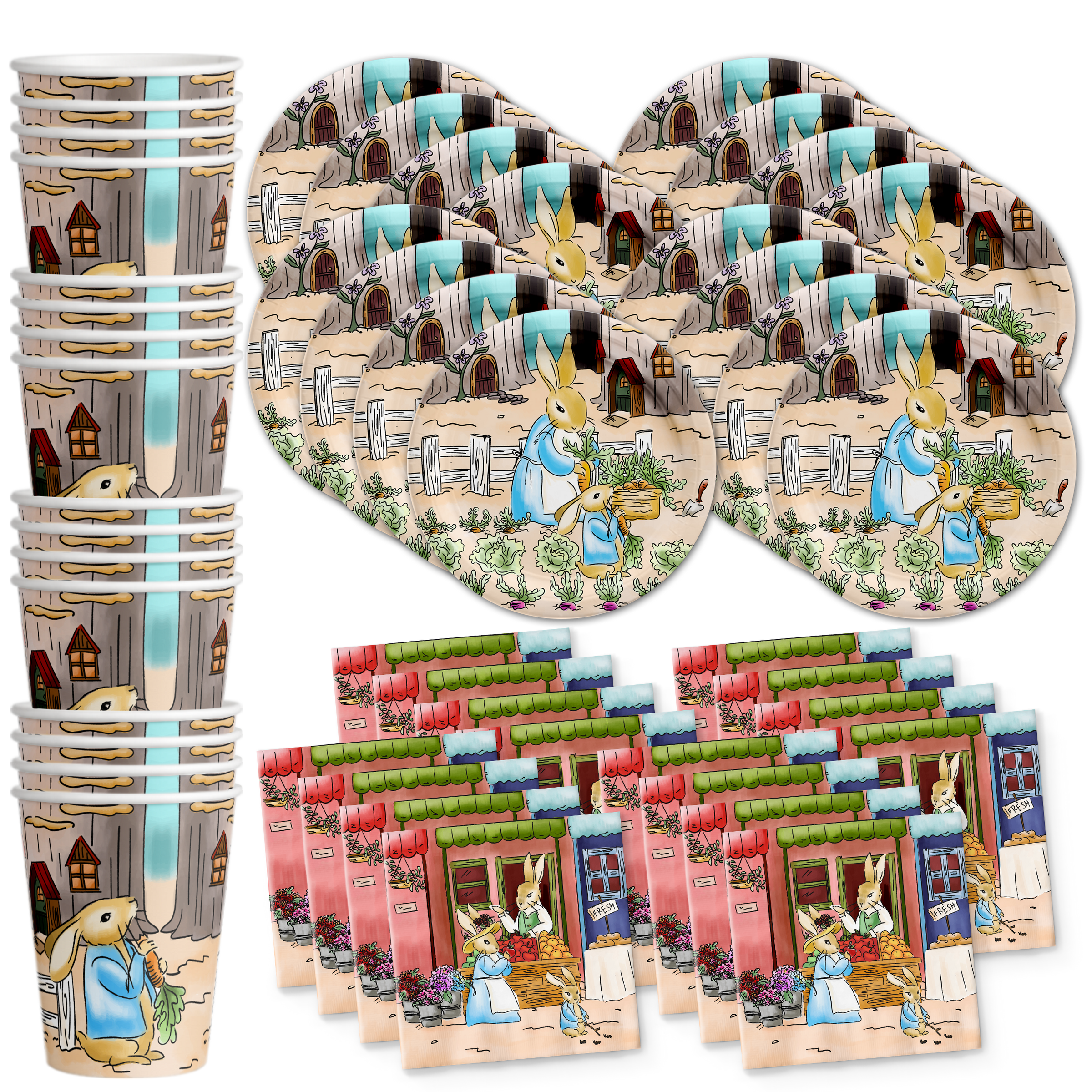 Peter Rabbit Birthday Party Tableware Kit For 16 Guests - BirthdayGalore.com