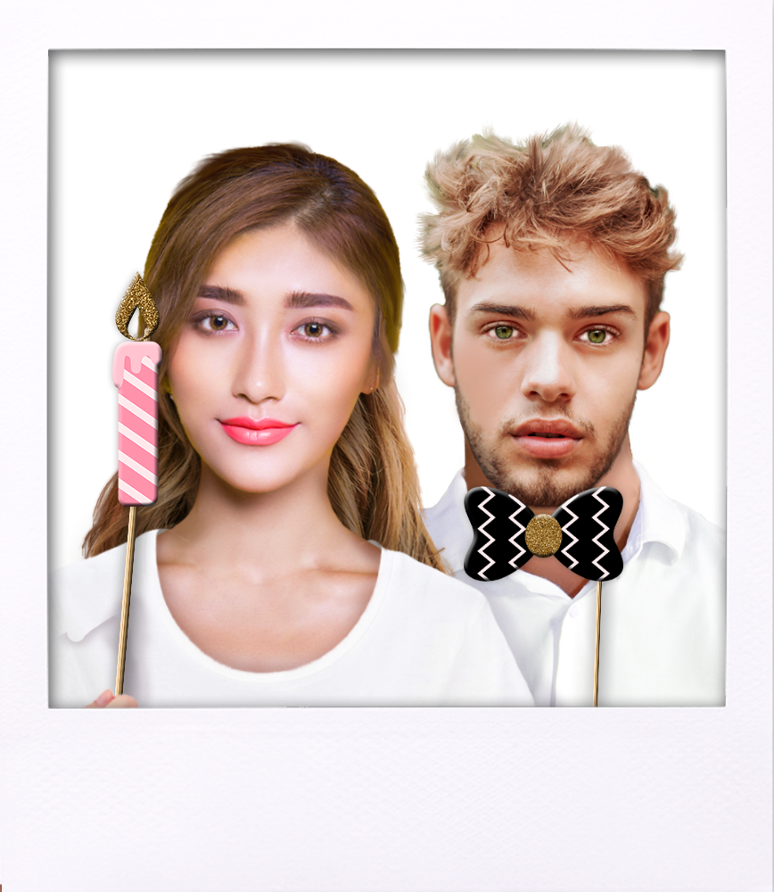 1st Birthday Pink & Gold Photo Booth Props 20pcs Assembled - BirthdayGalore.com