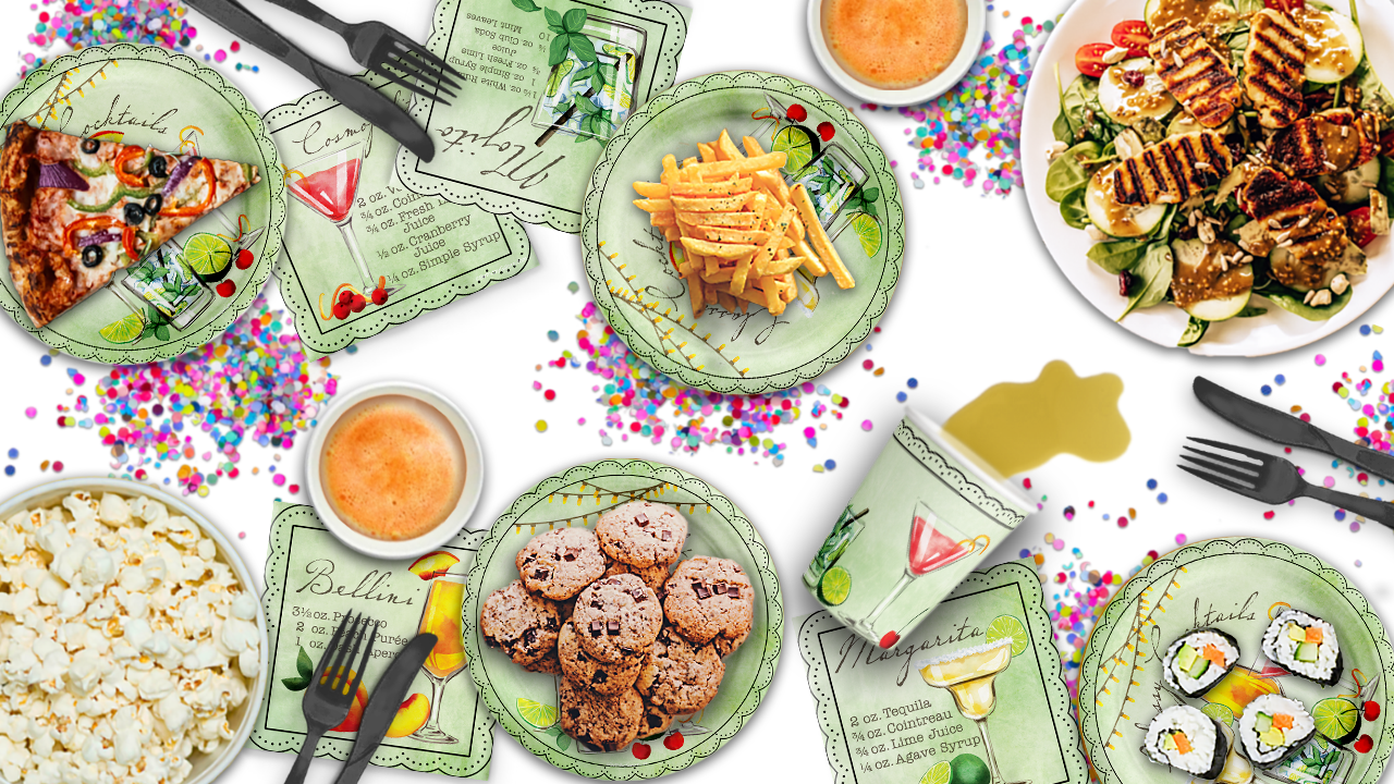 Classy Cocktails Birthday Party Tableware Kit For 16 Guests