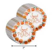 One Sweet Peach 1st Birthday Party Supplies 64 Piece Tableware Set Includes Large 9" Paper Plates Dessert Plates, Cups and Napkins Kit for 16