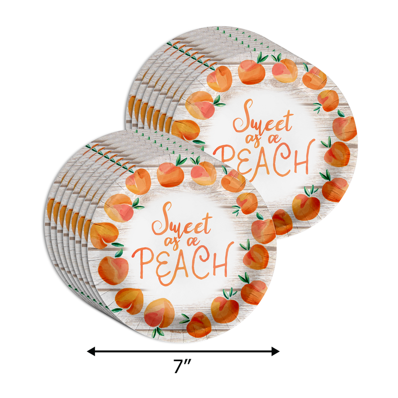 One Sweet Peach 1st Birthday Party Supplies 64 Piece Tableware Set Includes Large 9" Paper Plates Dessert Plates, Cups and Napkins Kit for 16