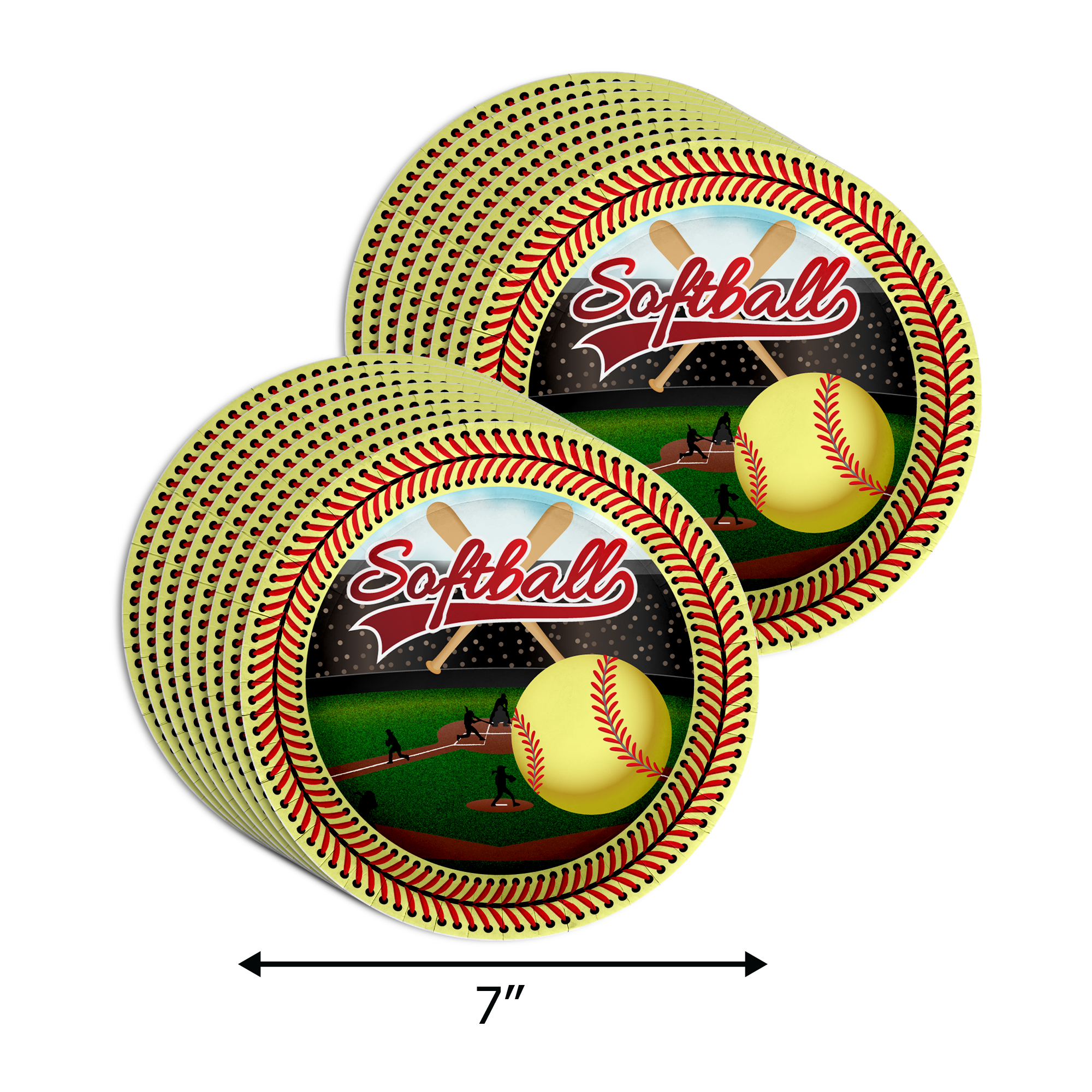 Softball 10th Birthday Party Supplies 64 Piece Tableware Set Includes Large 9" Paper Plates Dessert Plates, Cups and Napkins Kit for 16