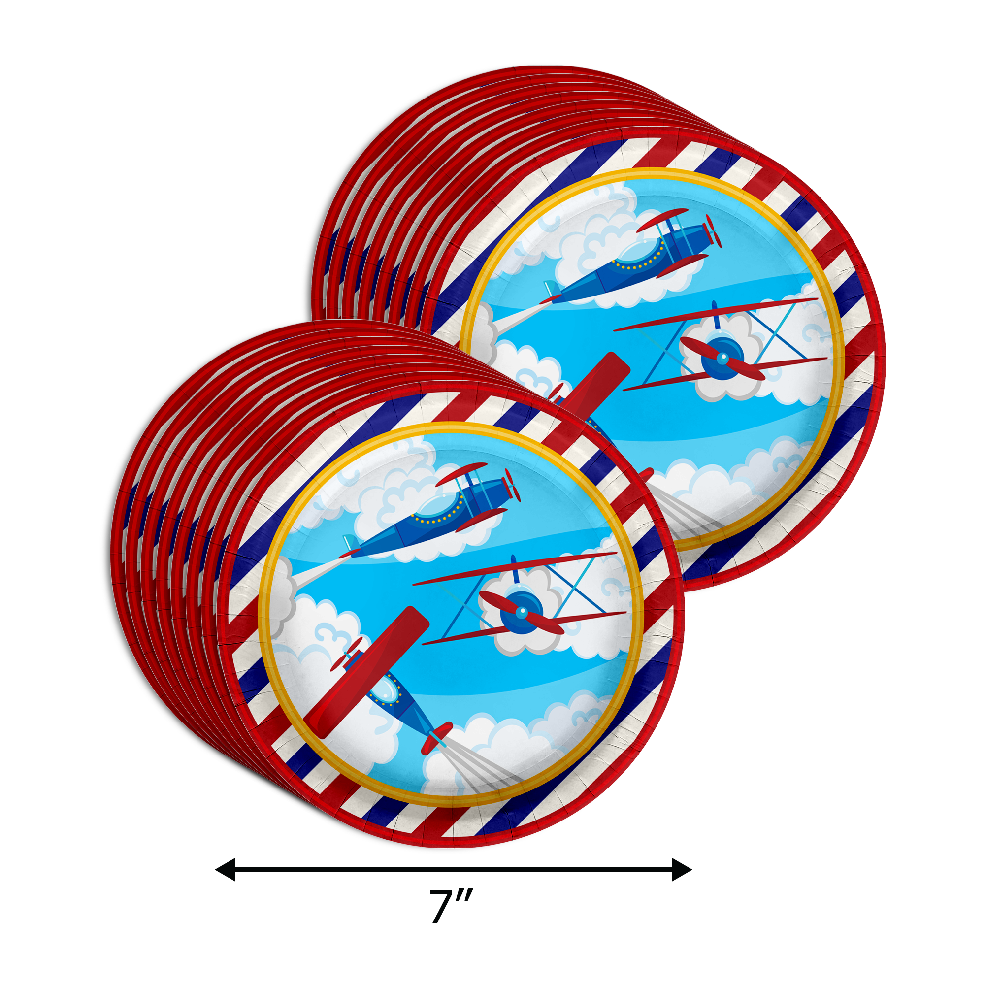 Up Up and Away Airplane Baby Shower Party Supplies 64 Piece Tableware Set Includes Large 9" Paper Plates Dessert Plates, Cups and Napkins Kit for 16