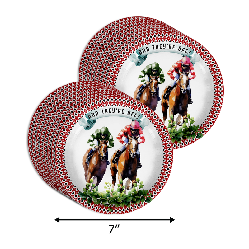 Off Two the Races Derby Day 2nd Birthday Party Supplies 64 Piece Tableware Set Includes Large 9" Paper Plates Dessert Plates, Cups and Napkins Kit for 16