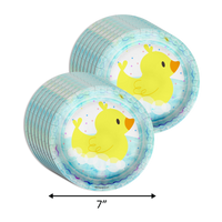 Oh Duck! We're Having Twins Baby Shower Party Supplies 64 Piece Tableware Set Includes Large 9" Paper Plates Dessert Plates, Cups and Napkins Kit for 16