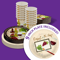 Paint and Sip Bachelorette Party Tableware Kit For 16 Guests 64 Piece