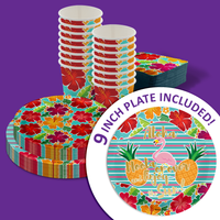 Hibiscus Birthday Party Tableware Kit For 16 Guests 64 Piece