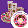 Girls 1st Birthday Party Supplies - Sweet One Donut Birthday Paper Plates - 64 Piece Tableware Set Includes Large 9" Paper Plates Dessert Plates, Cups and Napkins Kit for 16
