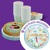 Ofishally 1 Fishing 1st Birthday Party Supplies 64 Piece Tableware Set Includes Large 9" Paper Plates Dessert Plates, Cups and Napkins Kit for 16