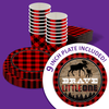 Brave Little One Buffalo Plaid 1st Birthday Party Tableware Kit For 16 Guests 64 Piece