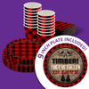 Timber They've Fallen In Love Buffalo Plaid Jack and Jill Party Tableware Kit For 16 Guests 64 Piece