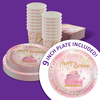 Pink and Gold 40th Birthday Party Tableware Kit For 16 Guests 64 Piece