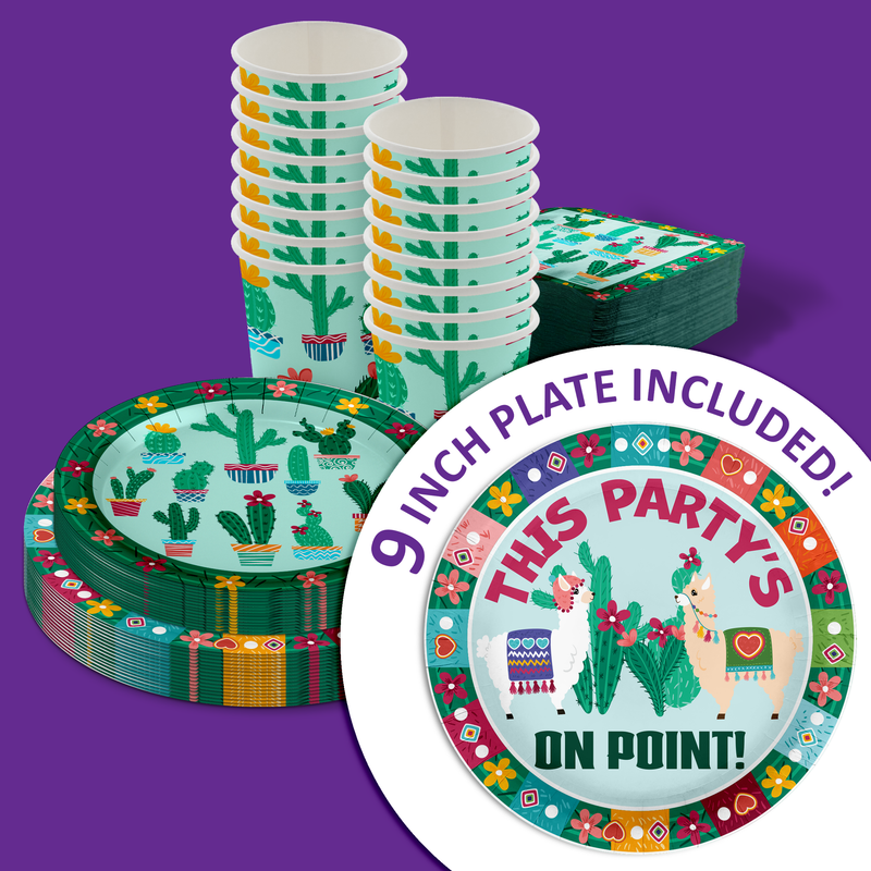 This Party is on Point Cactus Birthday Party Tableware Kit For 16 Guests 64 Piece