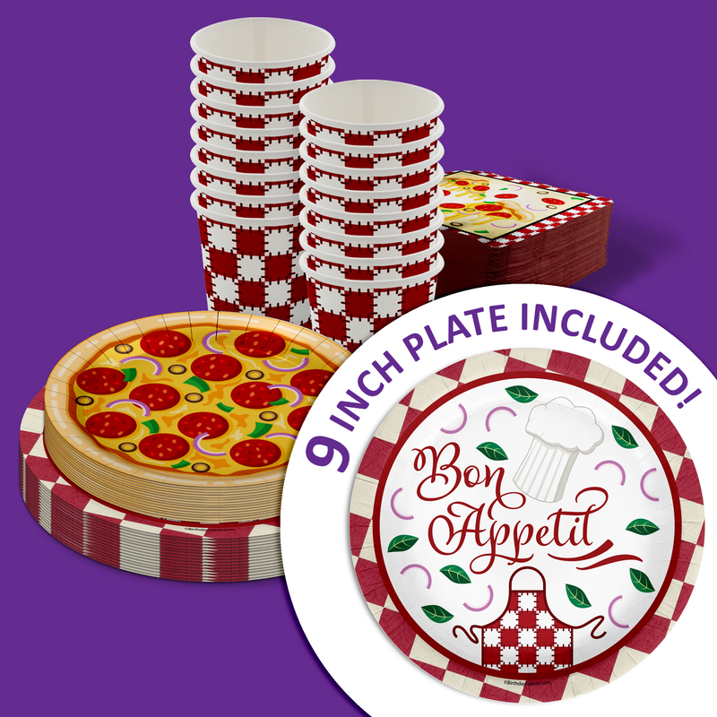 Pizza Birthday Party Tableware Kit For 16 Guests 64 Piece