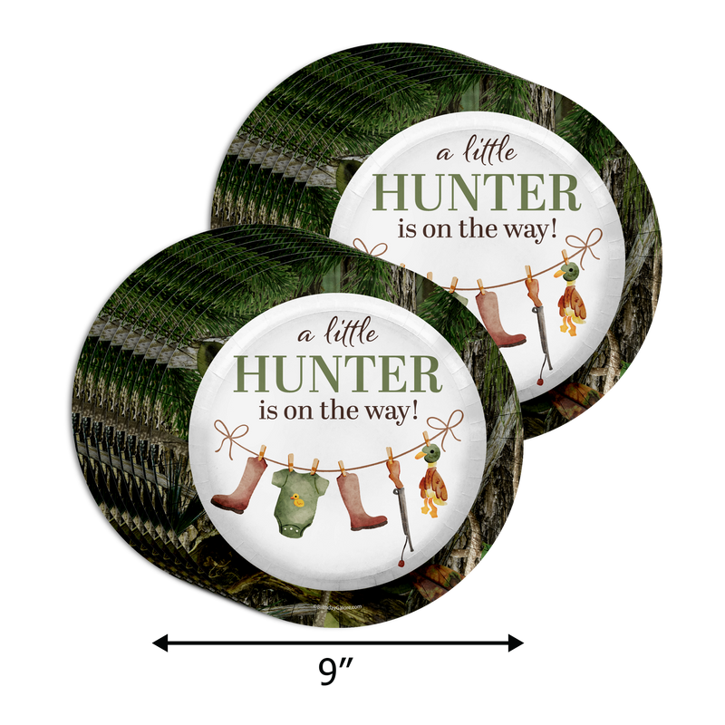 Duck Hunter Baby Shower Party Supplies 64 Piece Tableware Set Includes Large 9" Paper Plates Dessert Plates, Cups and Napkins Kit for 16