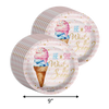 He or She Scoops Ice Cream Gender Reveal Party Supplies 64 Piece Tableware Set Includes Large 9" Paper Plates Dessert Plates, Cups and Napkins Kit for 16