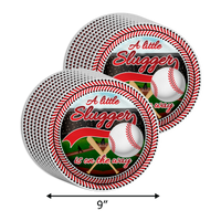 Little Slugger on the Way Baseball Baby Shower Party Supplies 64 Piece Tableware Set Includes Large 9" Paper Plates Dessert Plates, Cups and Napkins Kit for 16