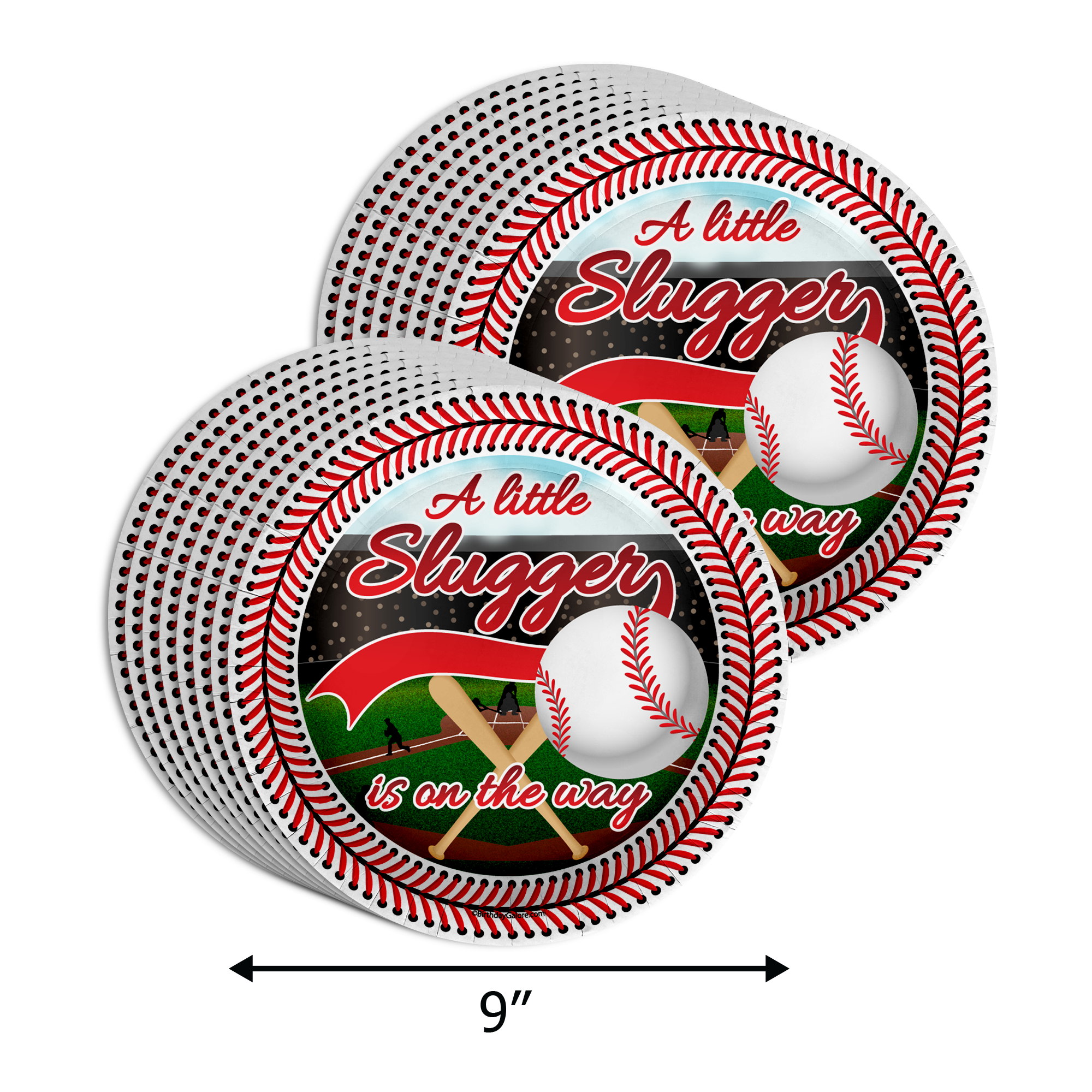 Little Slugger on the Way Baseball Baby Shower Party Supplies 64 Piece Tableware Set Includes Large 9" Paper Plates Dessert Plates, Cups and Napkins Kit for 16