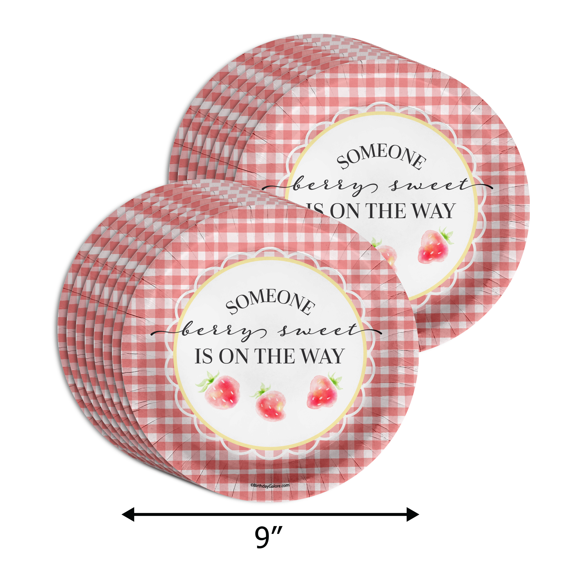 Someone Berry Sweet is on the Way Strawberry Baby Shower Party Supplies 64 Piece Tableware Set Includes Large 9" Paper Plates Dessert Plates, Cups and Napkins Kit for 16