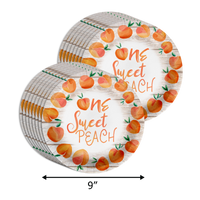 One Sweet Peach 1st Birthday Party Supplies 64 Piece Tableware Set Includes Large 9" Paper Plates Dessert Plates, Cups and Napkins Kit for 16