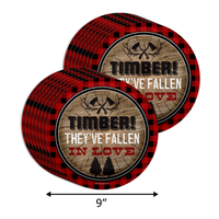Timber They've Fallen In Love Buffalo Plaid Jack and Jill Party Tableware Kit For 16 Guests 64 Piece