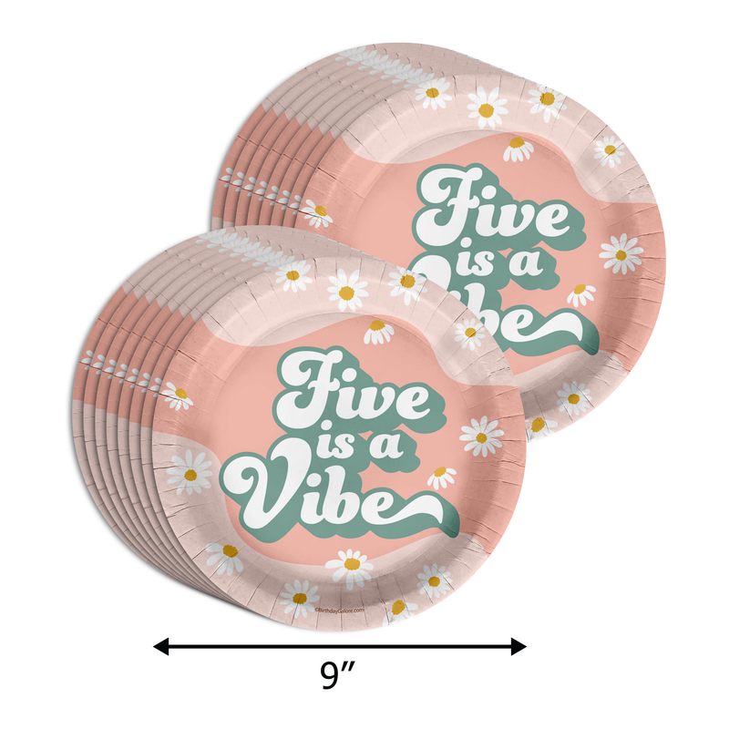 Five is a Vibe Birthday Party 9" Dinner Plates 32 Count