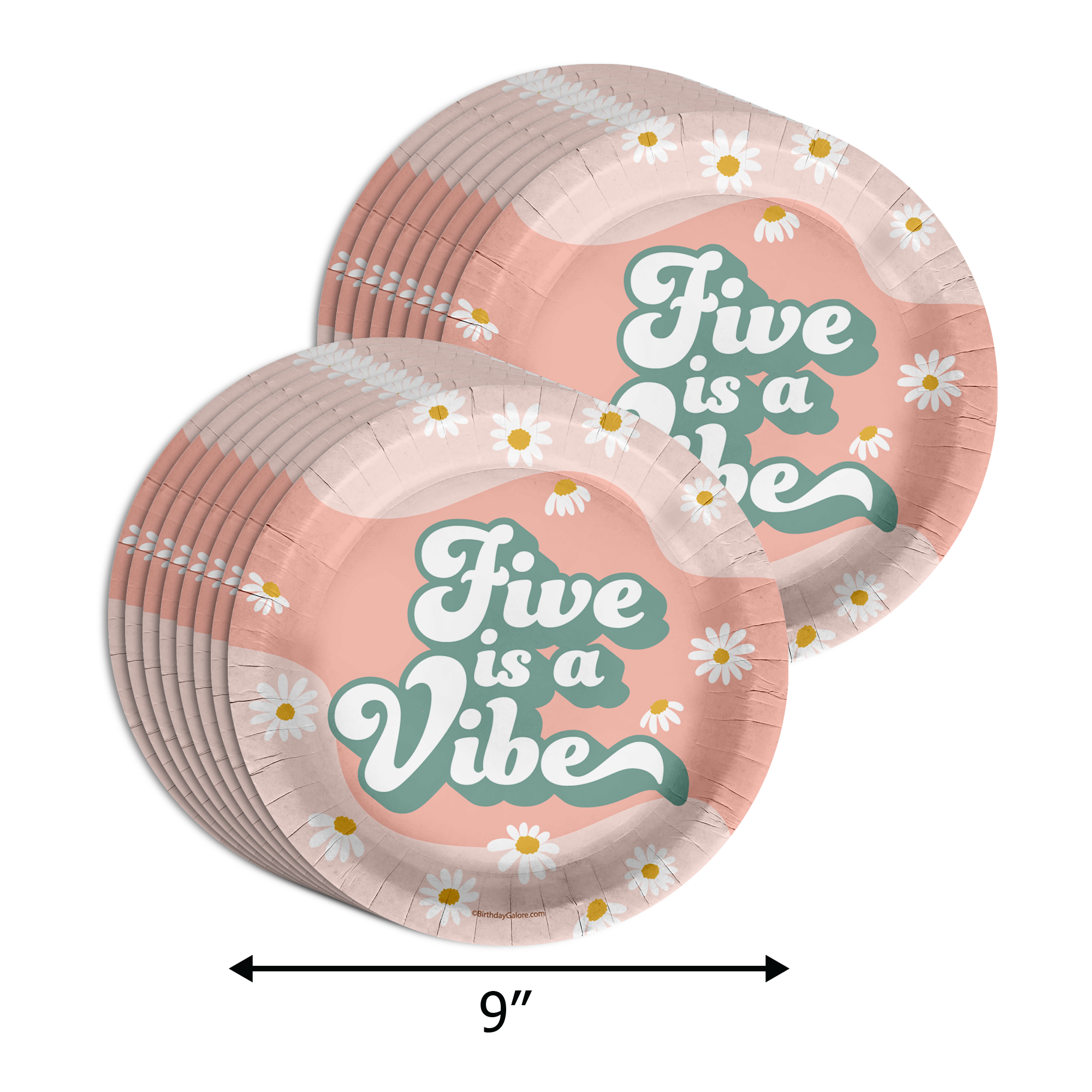 Five is a Vibe Birthday Party 9" Dinner Plates 32 Count