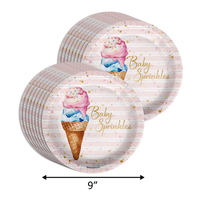Birthday Galore Baby Sprinkles Scoops Ice Cream Party Supplies 64 Piece Tableware Set Includes Large 9" Paper Plates Dessert Plates, Cups and Napkins Kit for 16