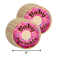 Donut Baby Sprinkles Baby Shower Party Supplies 64 Piece Tableware Set Includes Large 9" Paper Plates Dessert Plates, Cups and Napkins Kit for 16