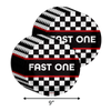 Fast One Checkered Flag Racing 1st Birthday Party Supplies 64 Piece Tableware Set Includes Large 9" Paper Plates Dessert Plates, Cups and Napkins Kit for 16