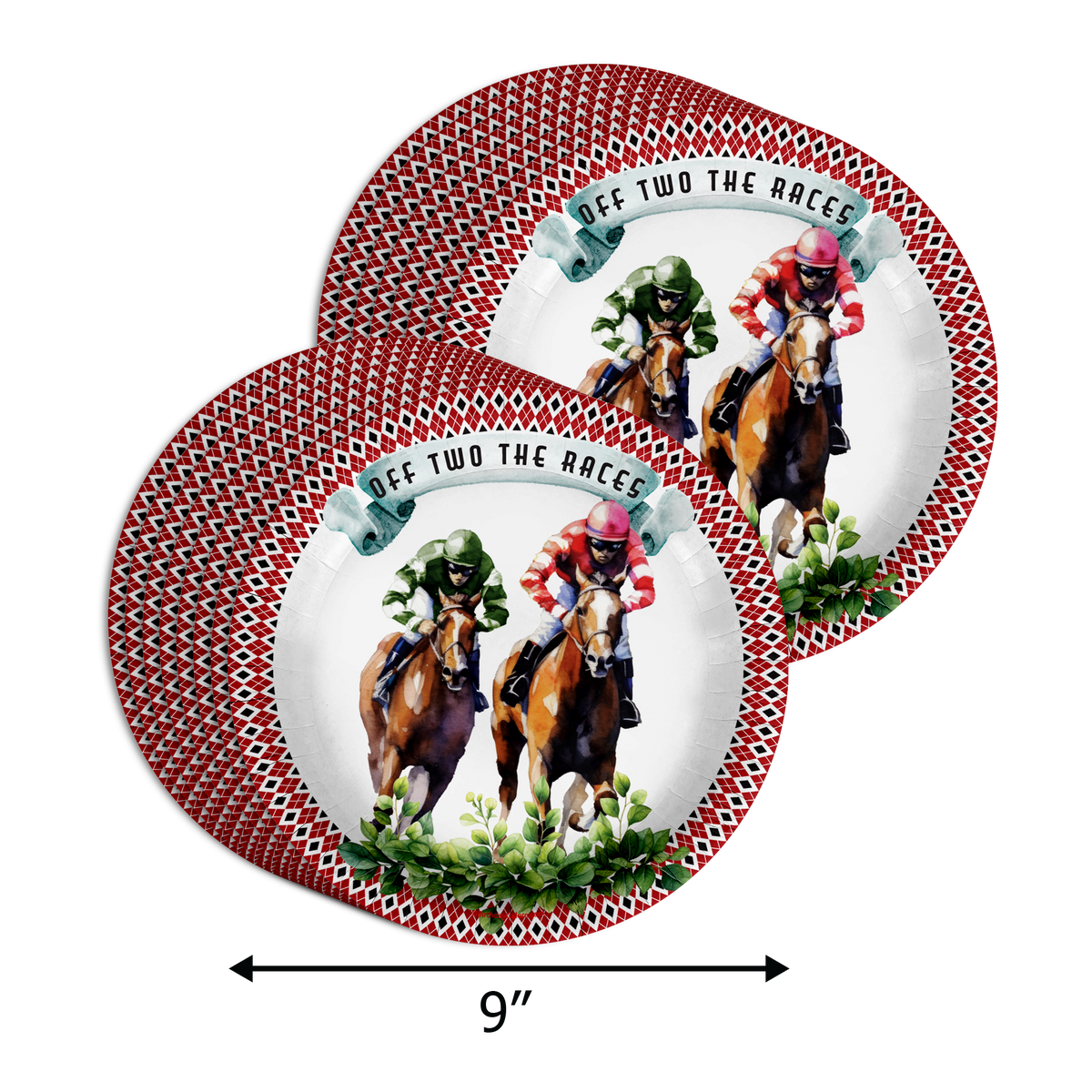 Off Two the Races Derby Day 2nd Birthday Party Supplies 64 Piece Tableware Set Includes Large 9" Paper Plates Dessert Plates, Cups and Napkins Kit for 16