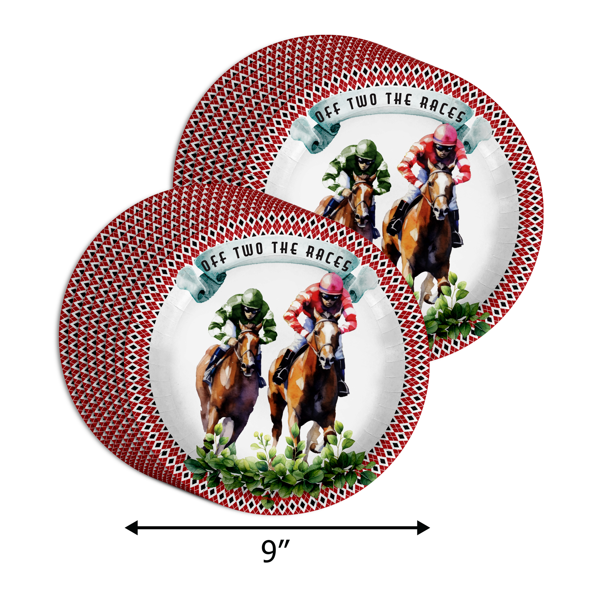 Off Two the Races Derby Day 2nd Birthday Party Supplies 64 Piece Tableware Set Includes Large 9" Paper Plates Dessert Plates, Cups and Napkins Kit for 16