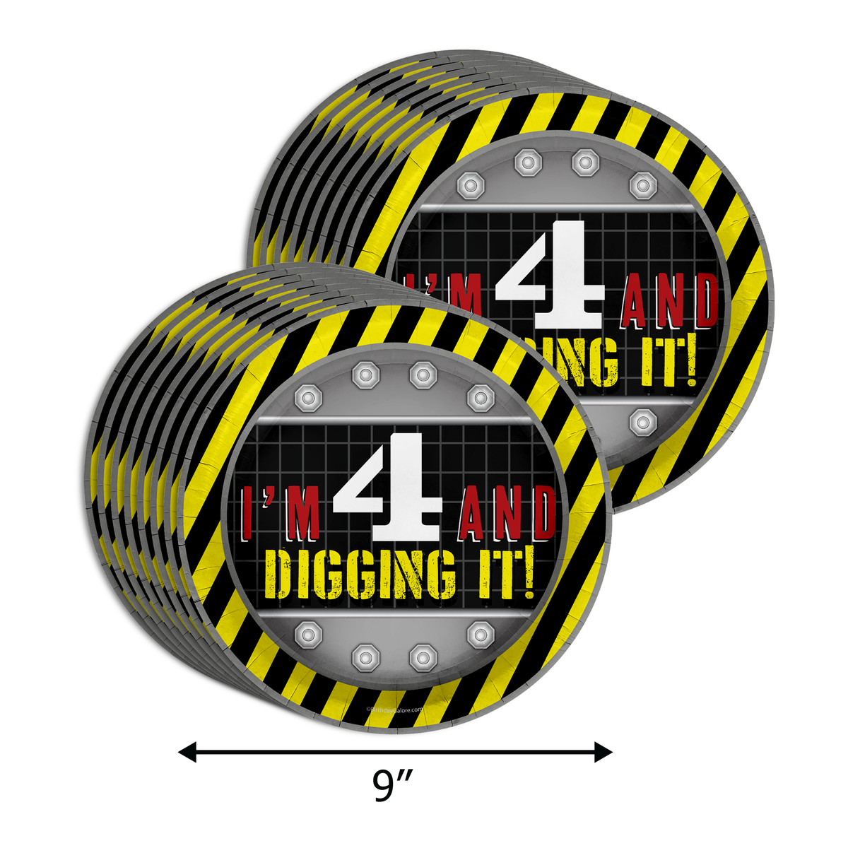I'm Four and Digging It Construction 4th Birthday Party Tableware Kit For 16 Guests 64 Piece
